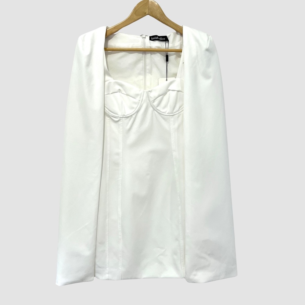 Lavish Alice White Cape Mini Dress NWT US4 NWT ($150)